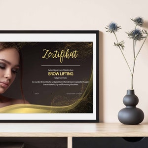 Brow lifting, certificate of completion, certificate template, training course, award, beauty, certificate, DIY