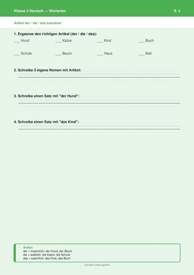 German Class 2 Workbook 2: Parts of Speech Nouns Verbs Adjectives | PDF ...