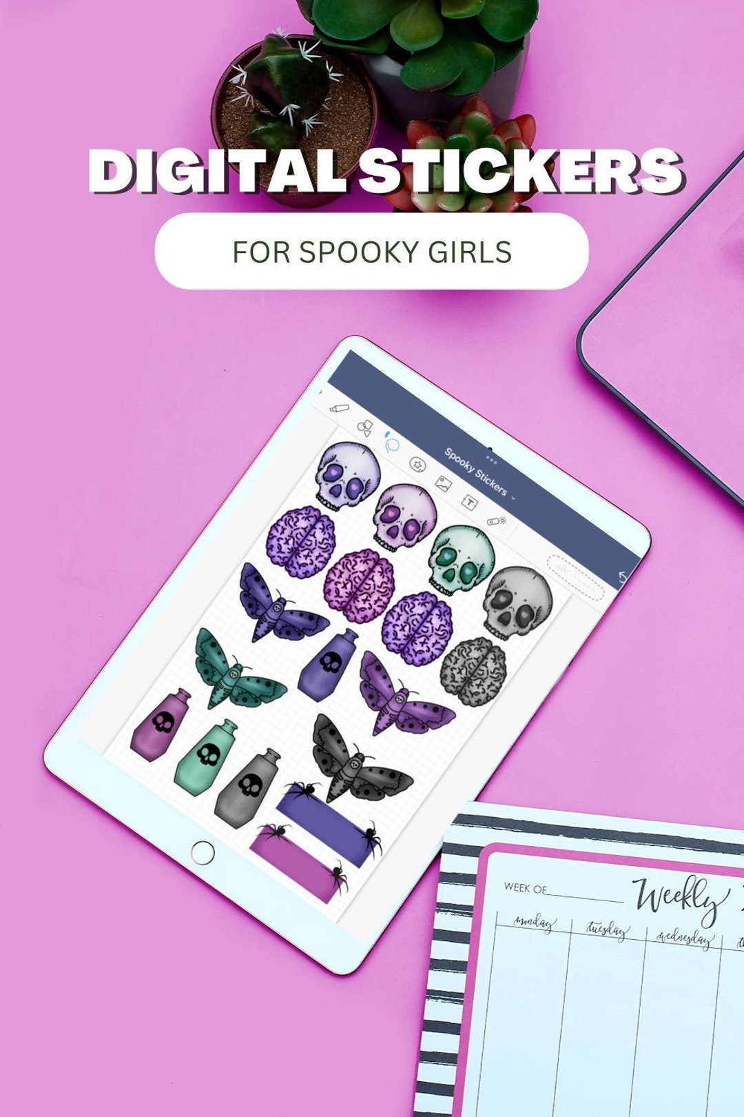 Digital Stickers Goodnotes Stickers for Digital Planners Cute Spooky Digital Stickers Pre