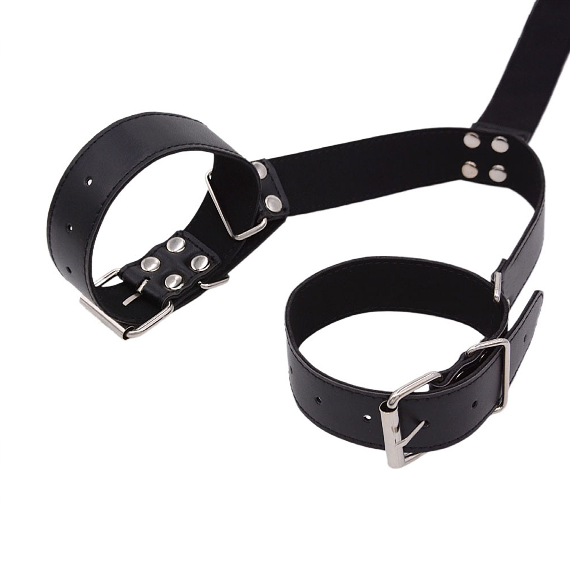 BDSM Black Leather Bondage Armbinder Self Bondage Kinky Restraints 