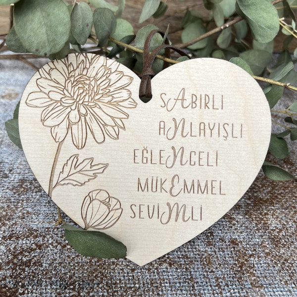 Hediye | Anneler Günü Kutlu Olsun | Personalized Mother's Day Gift | Anne | Teşekkürler | wood | Mother's Day gift | Best Mom |