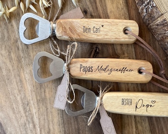 Flaschenöffner zum Vatertag aus Holz | Bieröffner Bester Papa Opa | Opas Papas Alltagshelfer Medizinhelfer | Geschenk zum Vatertag graviert