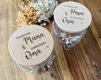 Wundervolle Mama zauberhafte Oma Weihnachtsgeschenk Vorratsglas Keksdose | Papa Opa Muttertagsgeschenk graviert Großeltern Eltern Geschenk