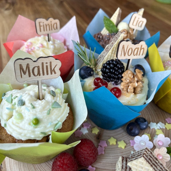 Cupcake Topper Name Set Muffin Topper Cake | Decoration birthday | Cake Topper Children's Birthday | Personalized party bag guest gift