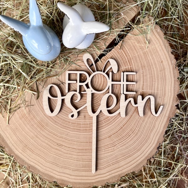 Cake Topper Frohe Ostern mit Hasenohren Kuchendekoration zu Ostern | Tortentopper Frohe Ostern
