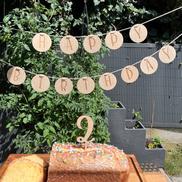 Happy Birthday Girlande aus Holz | Wimpelkette Happy Birthday | Personalisierte Girlande Geburtstag | Deko zum Geburtstag Junge Mädchen