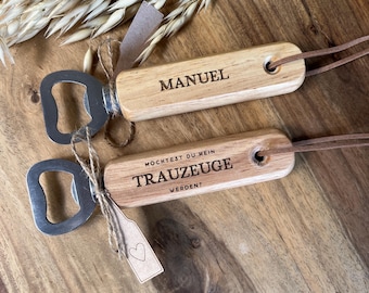 Flaschenöffner Trauzeuge Frage aus Holz | Bieröffner mit Name | Willst du mein Trauzeuge sein Möchtest du mein Trauzeuge werden