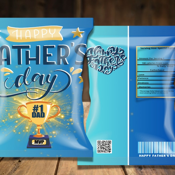 Father's Day Chip Bags | Chip Bag Printable | Father's Day | Gifts for Dad | Gift basket filler | Chip Bag Wrapper | Chip Bag Template