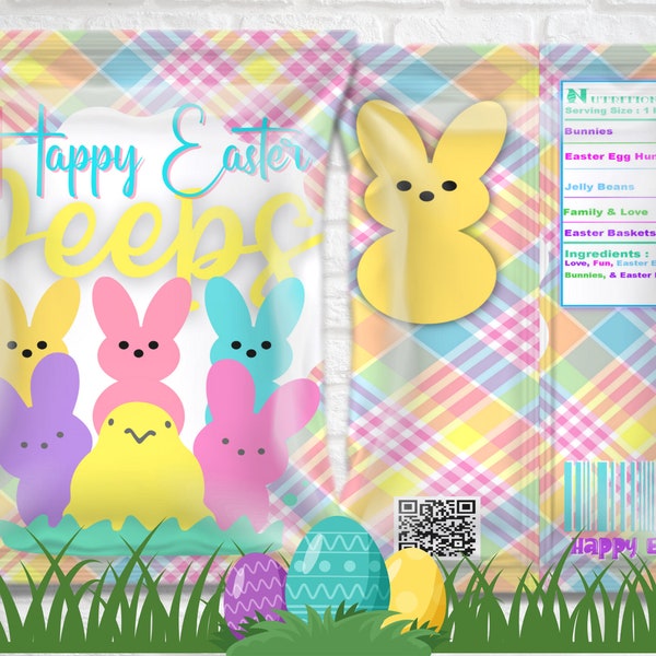 Easter Chip Bag Printable | Easter Basket Stuffers| Easter Treats Package| Chip Template|  Plus FREE water bottle label. East basket ideas.