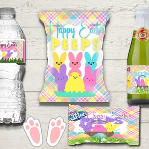 Easter Basket Stuffers| Easter Cereal Treats | Chip Bag Template| Apple Cider Labels | Digital File Bundle Deal | FREE Water bottle labels.