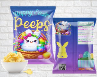 Easter | Peeps | Chip Bags | Printable Chip Bag | Easter Basket Filler | Party Favors | Chip Bag Template | Chip Bag Files | Easter Chips
