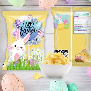 Easter Basket Stuffers| Easter Treats Package| Chip Template| Drink Pouches Juice Labels.