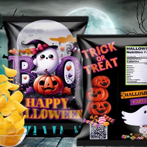 Halloween | Chip Bag Template | Printable | Digital | Chip Bag Files | Custom Chips | Halloween Chip Bags | Custom Party Favors | Snack diy