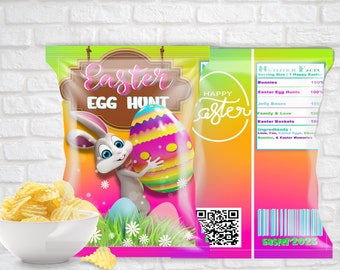 Custom Chip Bag Template | Easter chip bag | Custom part favors | Easter basket fillers | Printable chip bags | Printable Packaging | Easter