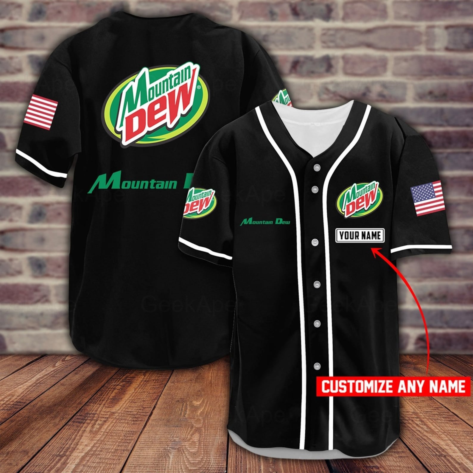Mountain Dew Jersey, Mountain Dew Shirt, Mountain Dew Baseball Jersey