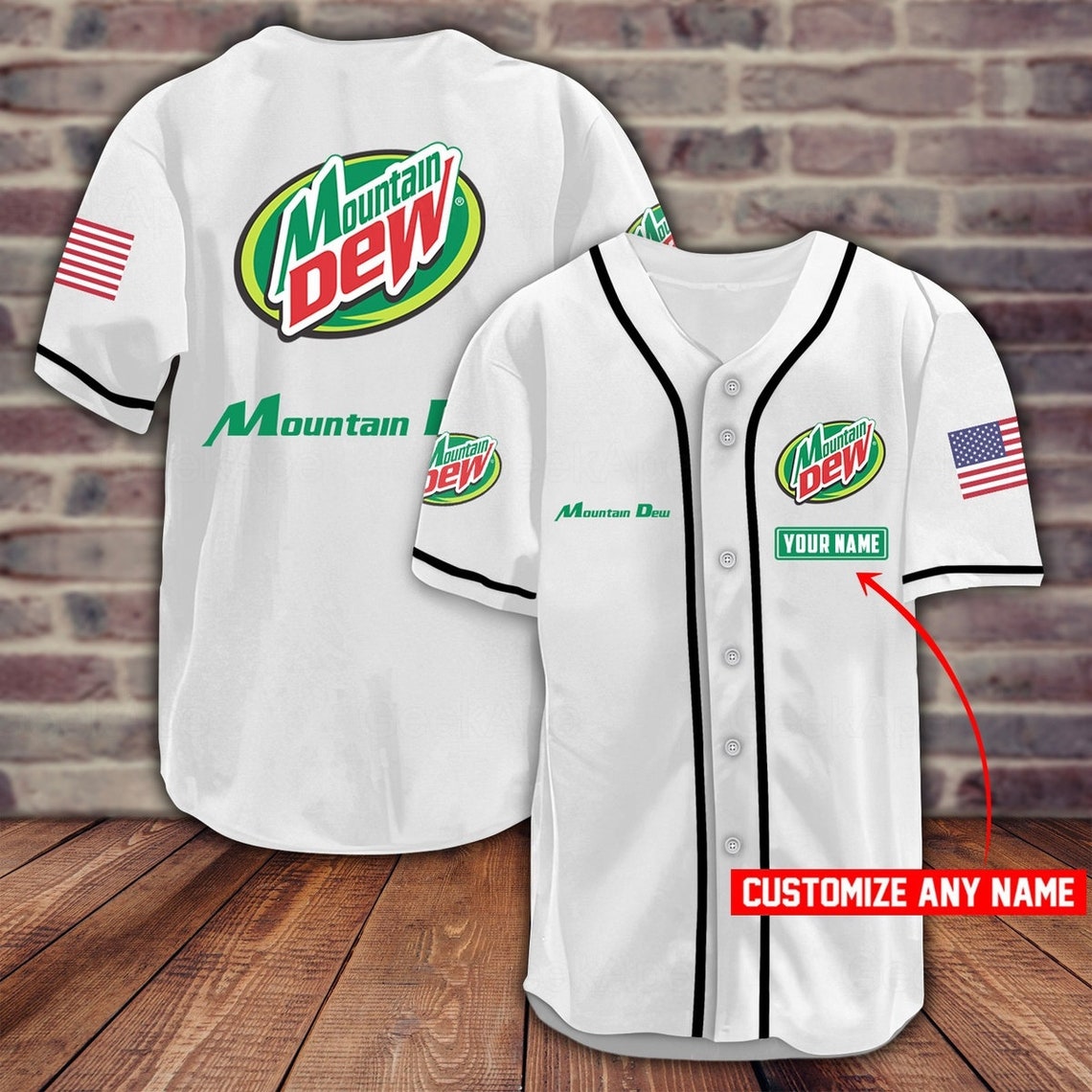 Mountain Dew Jersey, Mountain Dew Shirt, Mountain Dew Baseball Jersey