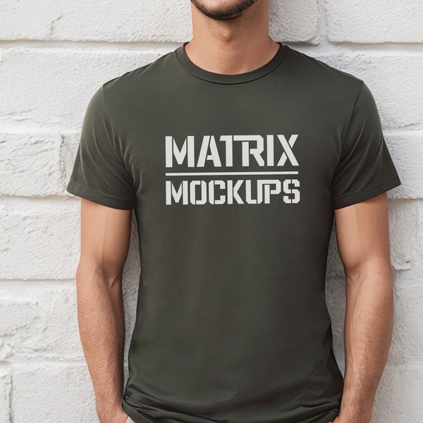 Army Bella Canvas 3001 Mockup, T-Shirt Mockup, Male t-shirt Mockup, Model Mockup, Styled Shirt Mockup, Army Tshirt mock, Model 3001 Mockup