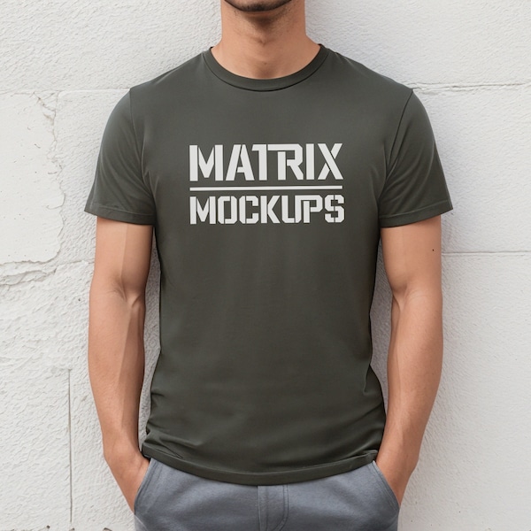 Army Bella Canvas 3001 Mockup, T-Shirt Mockup, Male t-shirt Mockup, Model Mockup, Styled Shirt Mockup, Army Tshirt mock, Model 3001 Mockup