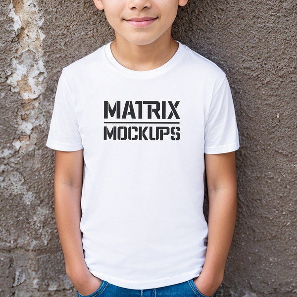 Kid's White Bella Canvas 3001Y Mockup, T-Shirt Mockup, Boy's t-shirt Mockup, Model Mockup, Youth Shirt Mockup, White Tshirt mock, 3001Y