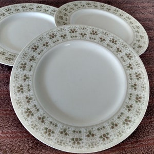 3 Royal Doulton Samarra Dinner Plates 1960s 1970s 10 5/8 inch English Translucent China (mild scratching from use)