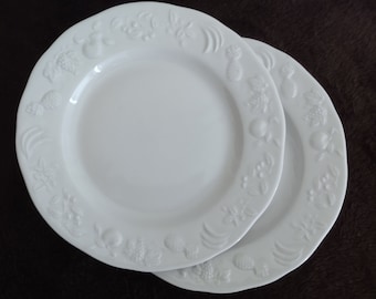 Apilco Limoges France Fruits on Rim 8 5/8 inch Lunch Plates Set of 5 (see condition notes)
