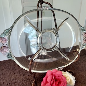 1990s Mikasa Dusty Rose 5 Part Relish Tray 16.5x11.5 inch Discontinued 3D Colored Mikasa Glassware (see condition notes)