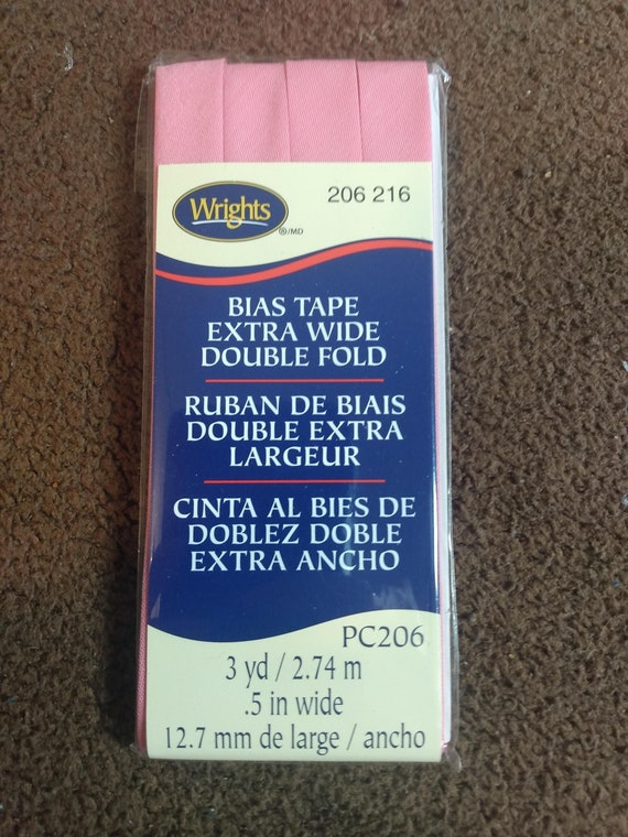 Wrights Extra Wide Double Fold Bias Tape - Candy Pink 216. 1/2" (13mm) Wide per side. 3 Yds. (2.74m) per package PC206 216