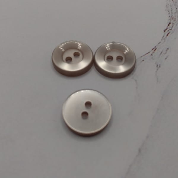 3 x 17/32" Transparent Gray Buttons - 2 hole - Vintage-style - round flat buttons - reclaimed buttons
