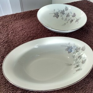 Two 1960s Noritake Ivyne Large Vegetable Bowls 6605 8-7/8-inch Round Bowl 10-3/4-inch Oval Bowl Deep Bowls