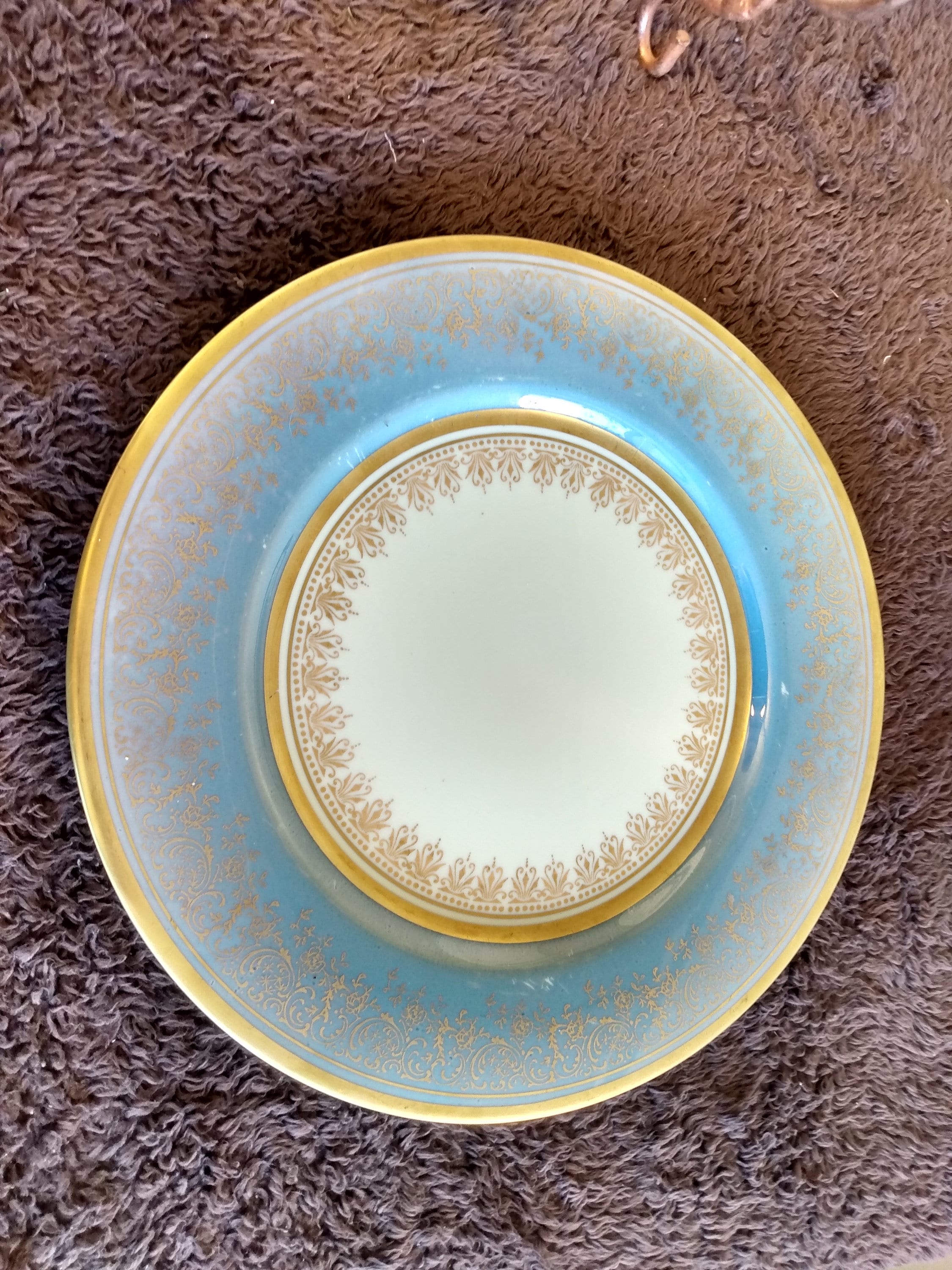 Wheeling Decorating Company Dinner Plate Baby Blue and Gold Etsy
