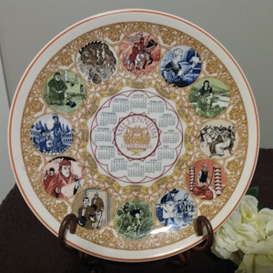 1999 Literature Dinnerware - Wedgwood Millenium Queen&#39;s Ware Dinner Plate - 10-1/8&quot; - Shakespeare Dickens Tolkein Frankenstein Chaucer