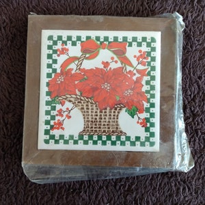 Jasco Wood Framed Wall Hanging Coaster Hot Plate Trivet - with original plastic and paper advert