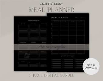 weekly meal planner pdf meal tracker grocery list meal planner printable meal tracker kitchen inventory list food diary recipe journal