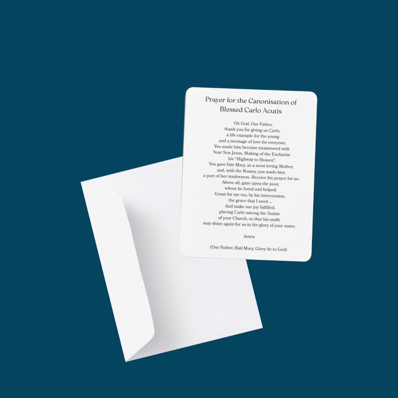 Payar Card Blessed Carlo Acutis Prayer Card: Catholic Youth Saint Printable (A4 ...