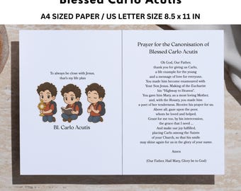 Blessed Carlo Acutis Prayer Card: Catholic Youth Saint Printable (A4 Digital Download