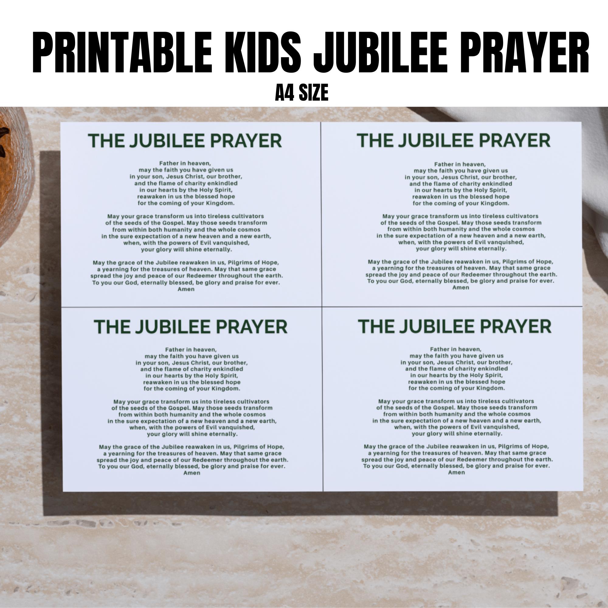 Catholic Jubilee Prayer Cards for Kids: Printable PDF With Jubilee 2025 ...