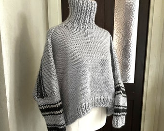 Grey & Charcoal Crop Jumper