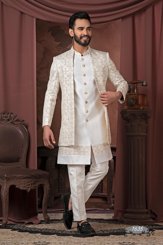 Handcrafted Indian Wedding Sherwani: Ethnic Groom Outfit