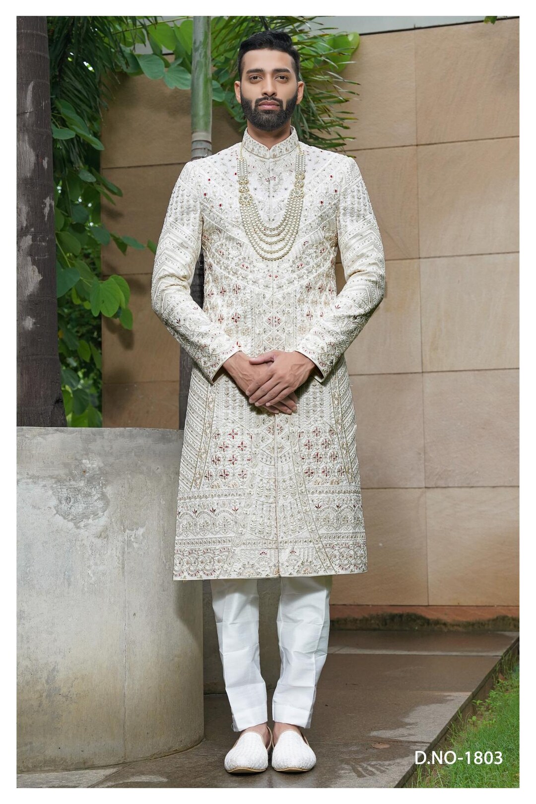 Men's wedding Sherwani Set | groom outfit | indian pakistani wedding dress for men main image 1