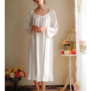 Victorian Lace Cotton Nightgown: Edwardian Style Loungewear