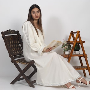 Handmade Victorian Cotton Nightgown: French Edwardian Lace Sleepwear