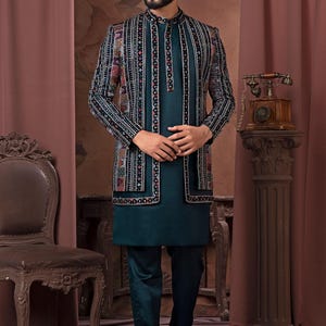 Embroidered Groom Sherwani: Indian Wedding Outfit