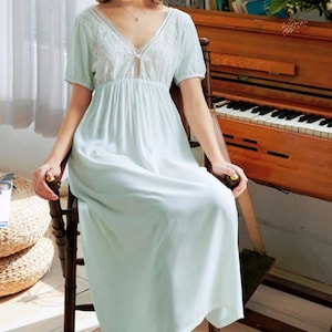 Cotton Victorian Nightgown: White Lace Loungewear