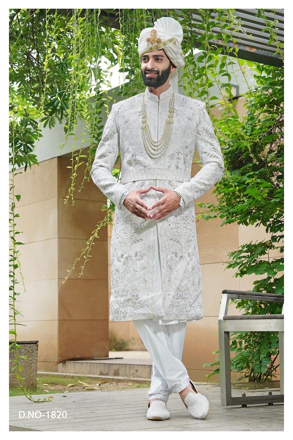 Handcrafted Indian Wedding Sherwani: Ethnic Groom Outfit