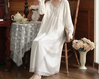 Camicia da notte vittoriana vintage, vestaglia in stile cottage, vestaglia rinascimentale, regalo per la festa della mamma