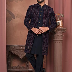 Handcrafted Indian Wedding Sherwani: Embroidered Groom Outfit