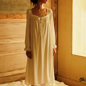 Victorian Cotton Nightgown: Soft Lace Loungewear