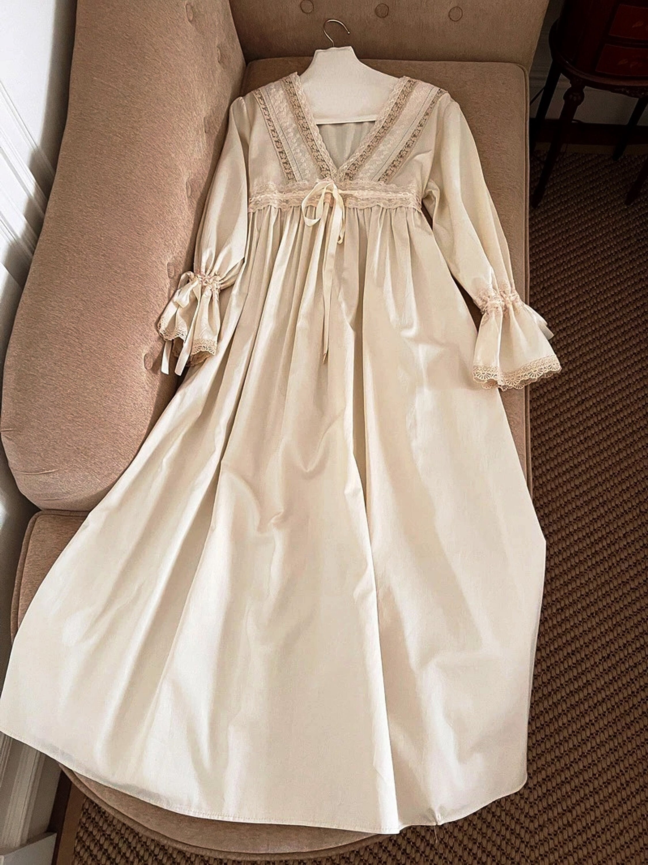 Victorian Nightgown, Vintage Cotton Nightgown, Edwardian Nightgown ...