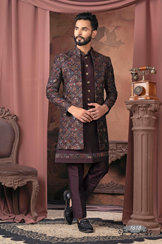Handcrafted Indian Wedding Sherwani: Ethnic Groom Outfit