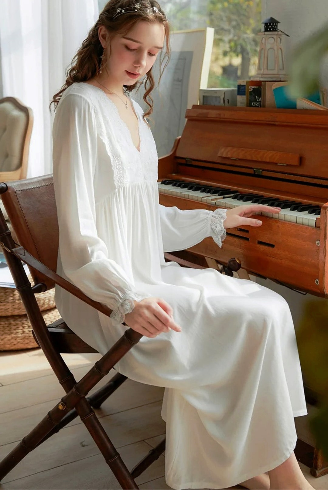 Vintage Victorian Nightgown, Edwardian Nightgown, Cotton Wedding Gown ...